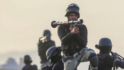 Security personnel marched and took part in an elaborate exercise to show it is ready for any event.