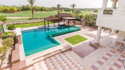 The villa is located directly on The Address Montgomerie golf course with amazing skyline views from the Dubai Marina to Burj Khalifa. Courtesy Luxhabitat