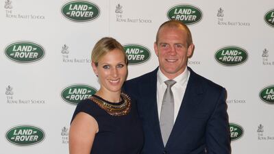 Zara Tindall, wearing a navy shift dress with necklace detail collar, and Mike Tindall attend a Range Rover event on September 6, 2012 in London. Getty Images