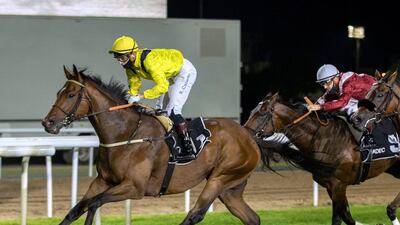 Ryan Curatolo on Boerhan took the win in the Al Dhafra Rated Conditions race in Abu Dhabi on Sunday. Victor Besa / The National