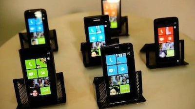Microsoft expects mobiles running its Windows system, above, to be the most popular in the Mena region by 2015.