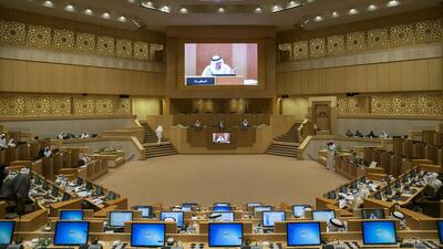 A view of a FNC Federal session at the FNC chambers in Abu Dhabi. Silvia Razgova / The National