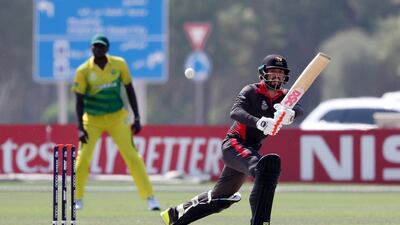 Rohan Mustafa of UAE playing a shot. Pawan Singh / The National