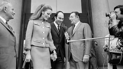 The Aga Khan and Princess Salimah Aga Khan leave the Elysee Palace in Paris. AFP