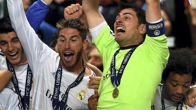 Iker Casillas and Ramos after winning the Champions League in 2014. Getty