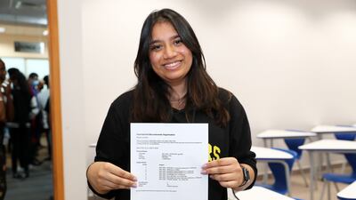 Trisha Agarwal after receiving her IB results.