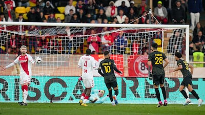 PSG's Warren Zaire-Emery scores his side's only goal. AP