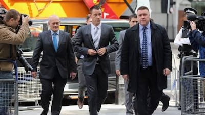 John Terry arriving at court. The verdict is expected Friday.