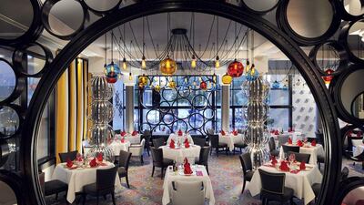 On the casa de campo pizza, right, mango contrasted with mint and meat. Courtesy InterContinental Abu Dhabi