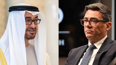 President Sheikh Mohamed and Andy Burnham. Photo: UAE Presidential Court / Reuters