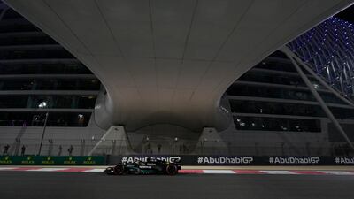 Mercedes driver Lewis Hamilton of Britain steers his car during the second practice ahead of the Abu Dhabi Formula One Grand Prix. AP