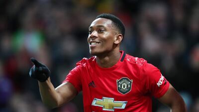 Anthony Martial celebrates after scoring Manchester United's third goal against Norwich City at Old Trafford on Saturday. Getty Images