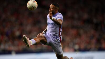 Barcelona's Dutch forward Memphis Depay controls the ball. AFP