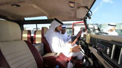Sheikh Majid bin Mohamed bin Rashid leads the Land Rover Parade in Dubai.