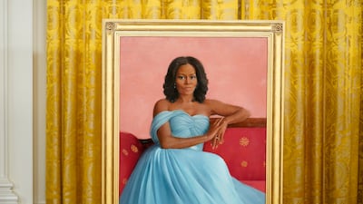 The former first lady chose artist Sharon Sprung to do her portrait. AP