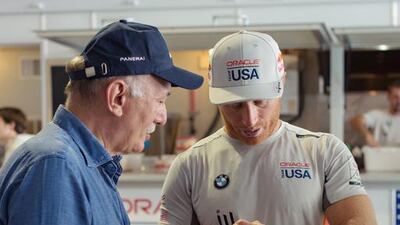 Jimmy Spithill, team skipper and helmsman of Oracle Team USA, looks for versatility in a watch. “For me, a watch that can work in the heat of battle, and work on the shore, and be the same watch — that’s the ultimate watch,” he says. Courtesy of Panerai