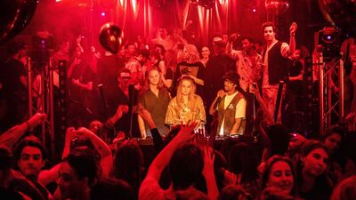 Partygoers at Chicago Social Club during a protest against the closure of night clubs in Amsterdam. Several clubs took part in the protest, reopening against the Covid-19 rules imposed by the Dutch government. EPA