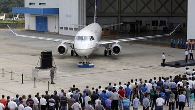 The Embraer regional jet E-175, in Sao Jose dos Campos, north of Sao Paulo. The plane maker has seen profits surge. Paulo Whitaker / Reuters