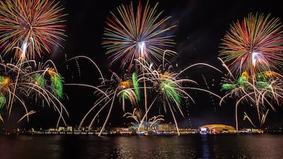 Eid Al Adha fireworks at Yas Bay Waterfront in Abu Dhabi. Victor Besa / The National
