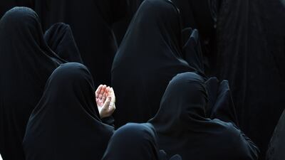 Women take part in prayers for rain at Saleh Shrine, in the north of Tehran. Worshippers prayed for rainfall in cities across the country as Iran is facing a drought. EPA