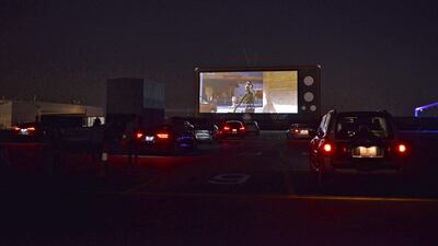 Vehicles take their place at the first drive-in cinema in the Saudi capital Riyadh. AFP
