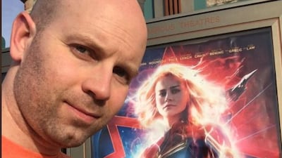 Steve Ruppel attends another 'Captain Marvel' screening. Twitter.