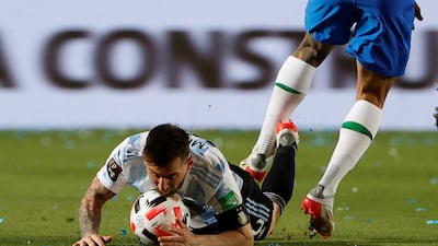 Lionel Messi in action for Argentina against Brazil. EPA