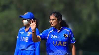 UAE's Vaishnave Mahesh during the ACC Women's Premier Cup against Thailand at the Bayuemas Oval in Malaysia. Photo: Asian Cricket Council