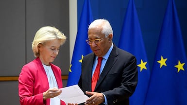 European Commission President Ursula von der Leyen and European Council President Antonio Costa. AFP