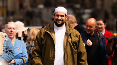 Mr Kelwick addressing crowds at Liverpool Pierhead in 2024. Alamy