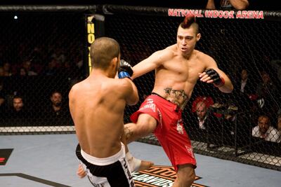 Dan Hardy (red shorts) in action in 2008. Getty