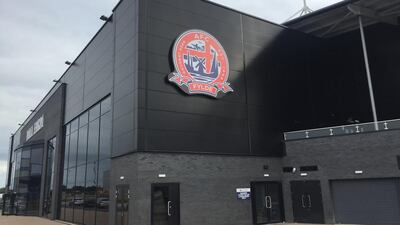 AFC Fylde’s new 2,000 seater main stand. Andy Mitten for The National