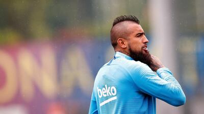 Barcelona's Arturo Vidal during training. EPA