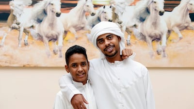 Hamad and Mohammed Al Yahyaee, from Al Ain, both received new hearts at a hospital in India, but Mohammed's body rejected his in recent months. Mohammed, pictured left in July 2017, is critically ill and waiting another transplant. Chris Whiteoak for The National