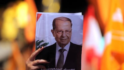 Lebanese celebrate the election of Michel Aoun as president in downtown Beirut. AFP