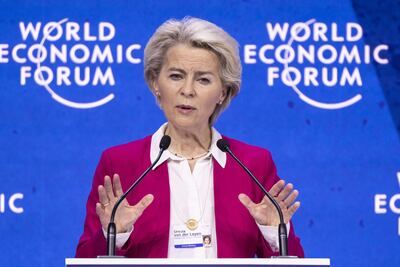 European Commission president Ursula von der Leyen spoke to the World Economic Forum in Davos on Tuesday. EPA