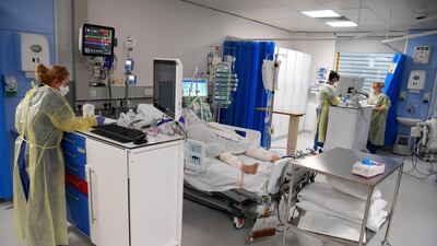 Nurses treat COVID-19 patients in the ICU (Intensive Care Unit) at Milton Keynes University Hospital, amid the spread of the coronavirus disease (COVID-19) pandemic. Reuters
