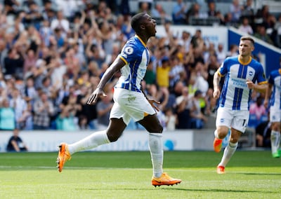 Brighton & Hove Albion's Moises Caicedo celebrates scoring. Action Images