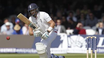 Joe Root hits a shot during play on the first day. Ian Kington / AFP / May 21, 2015