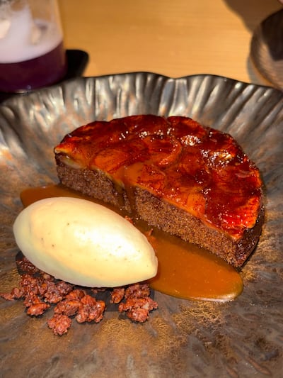 The sticky date pudding was coated in a caramel miso glaze that tied the flavours together. Hala Nasar/ The National
