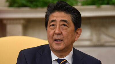 Japanese Prime Minister Shinzo Abe speaks during a meeting with President Donald Trump in the Oval Office of the White House in Washington, Friday, April 26, 2019. AP
