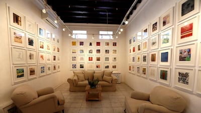 Pieces from the 25 Squared exhibition, currently on display at the Majlis Gallery in Bastakiya in Dubai. Pawan Singh / The National