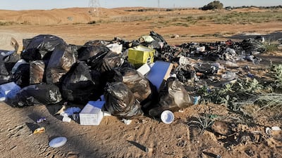 Campers leave bags of litter behind at a site in Ras Al Khaimah's desert. Courtesy Falah Mroish