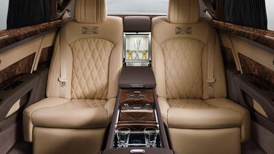 Taking its cues from first class travel, the Bentley Mulsanne Extended Wheelbase offers extendable, airline-style seats. Courtesy Bentley Motors