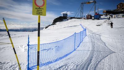 A net separating the ski resorts of Zermatt and Cervinia, on either side of the Italy-Switzerland border to prevent skiers of Zermatt, Switzerland from accidentally entering Italy where ski resorts remain closed. AFP