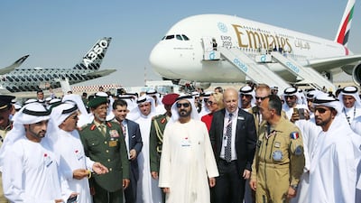 Sheikh Mohammed bin Rashid at Dubai Air Show last year. Dubai Government