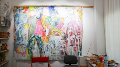 A work in progress by Hashel Al Lamki in his studio Victor Besa / The National