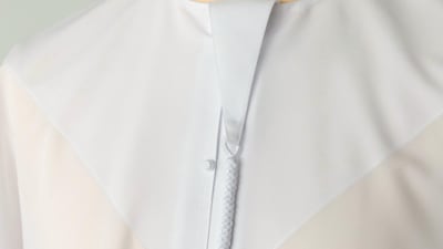 A 1960s and 1970s style kandura, as displayed in the Duca & Das store in Abu Dhabi. Antonie Robertson / The National