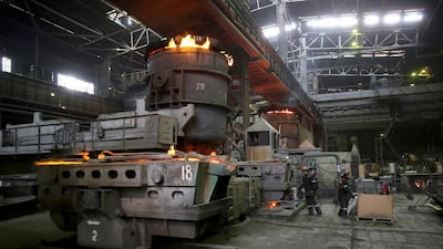 Metinvest employees work at the Ilyich Iron and Steel Works in Mariupol, Ukraine. Metinvest supplies more than 100 countries. John Moore / Getty Images