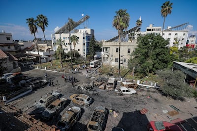 The scene at Al Ahli hospital in Gaza on Wednesday after Tuesday's blast. EPA